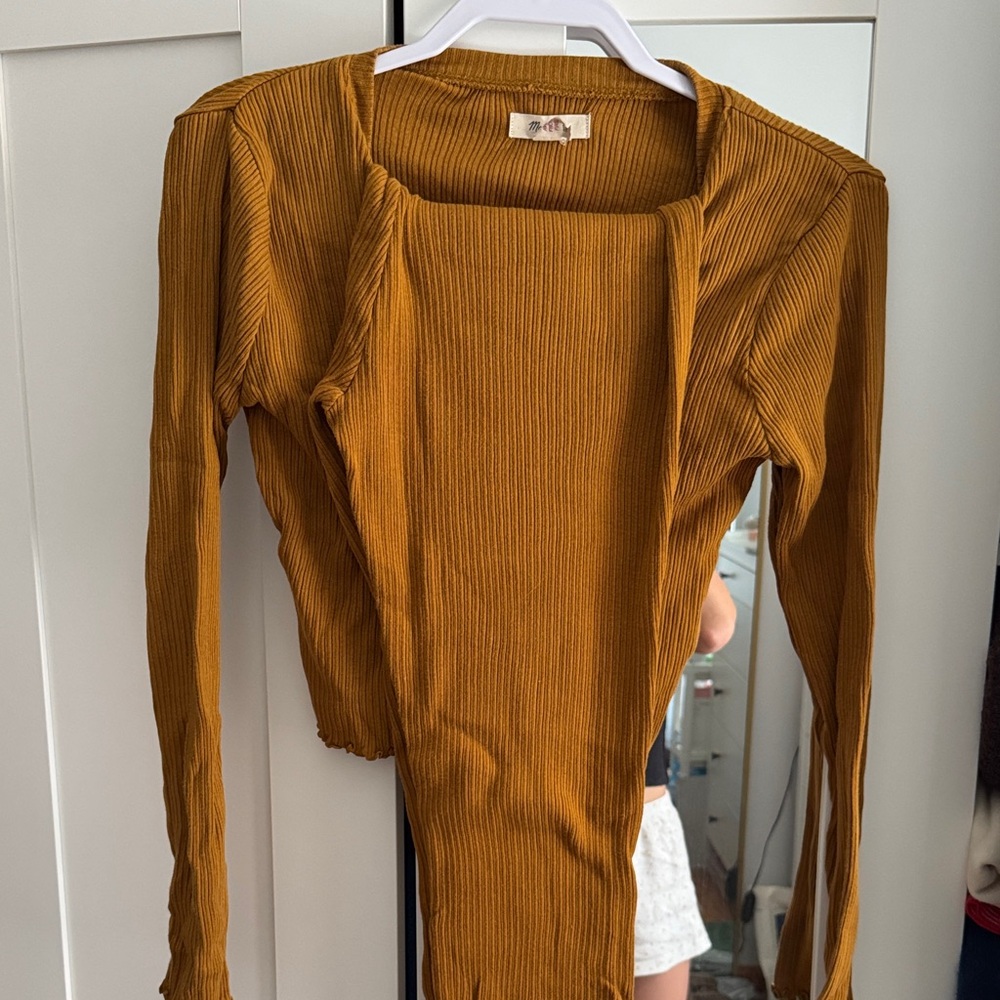 Madewell Mustard Long Sleeve Ribbed PJ set
